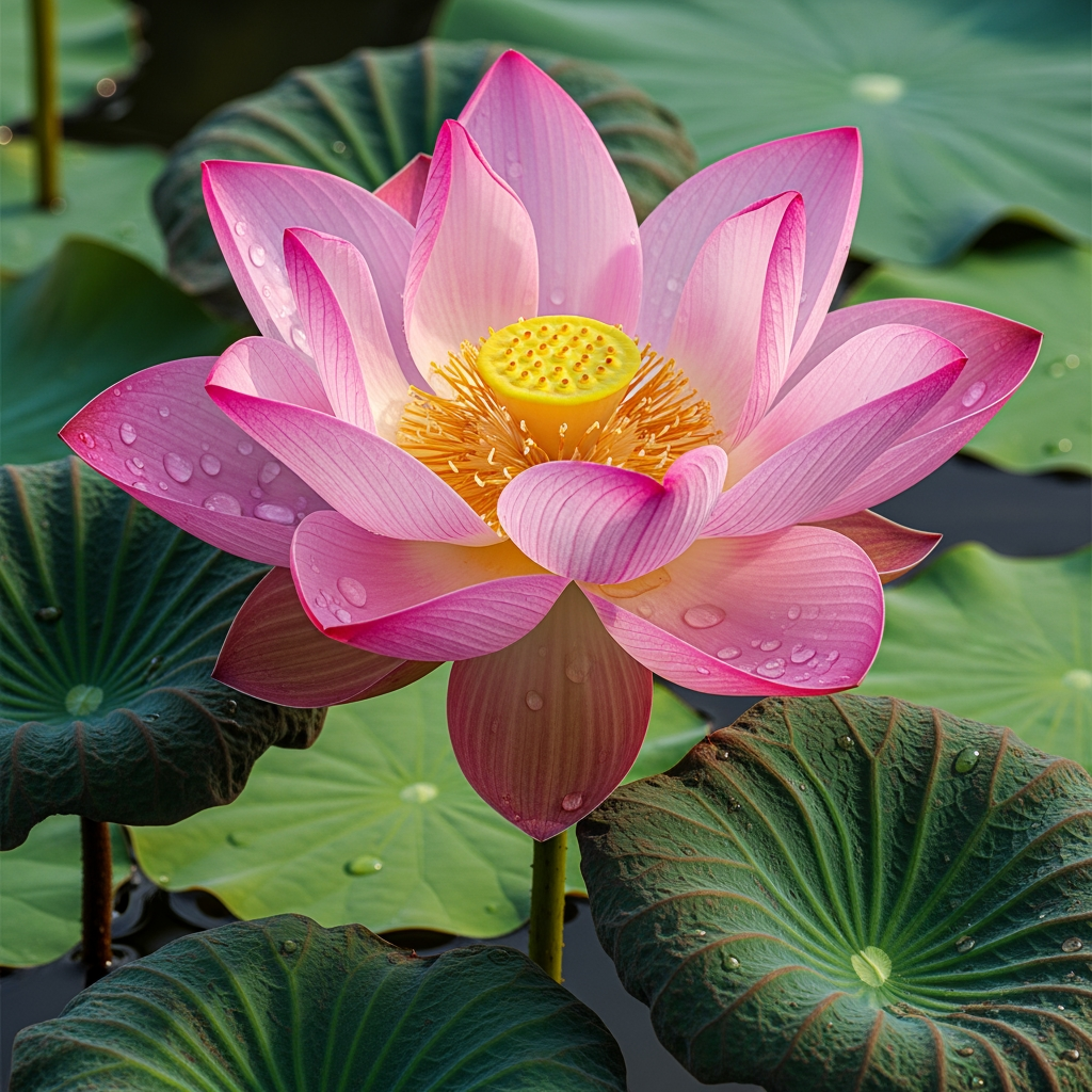 AI Design for make the lotus look more realistic and the bottom leaves green