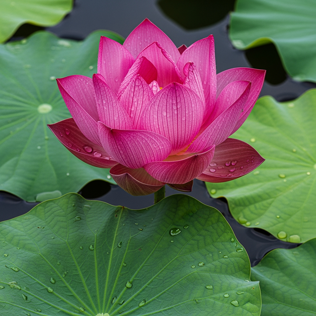 AI Design for make the lotus look more realistic and the bottom leaves green