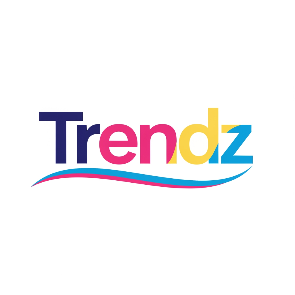 AI Design for a logo name for a clothing brand namend trendz(this is just for making a wordpress woocommerce project) make colors pink,blue ,navy and butteryellow