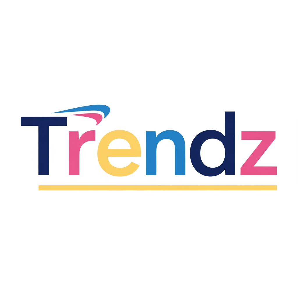 AI Design for a logo name for a clothing brand namend trendz(this is just for making a wordpress woocommerce project) make colors pink,blue ,navy and butteryellow