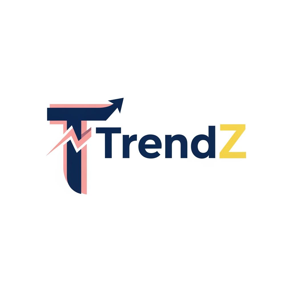 AI Design for a logo name for a clothing brand namend trendz(this is just for making a wordpress woocommerce project) make colors pink, ,navy and butteryellow