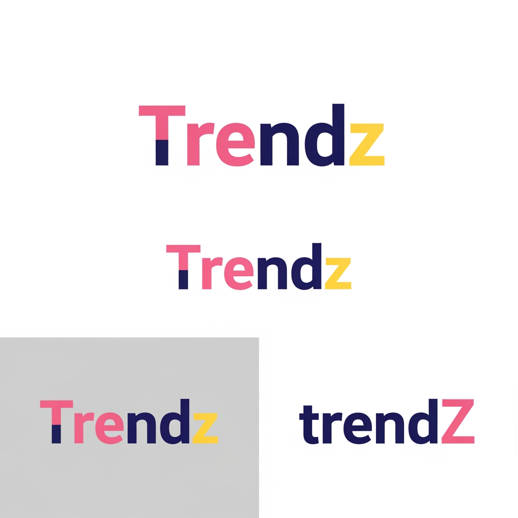 AI Design for a logo name for a clothing brand namend trendz(this is just for making a wordpress woocommerce project) make colors pink, ,navy and butteryellow make one the t(cappital) and the z (capital),one only the t cappital and one only the z capital