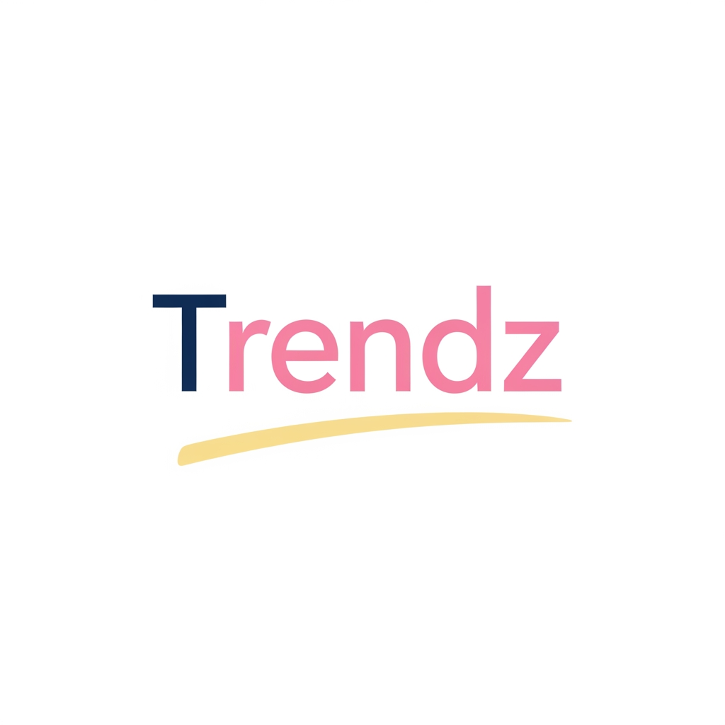 AI Design for a logo name for a clothing brand namend trendz(this is just for making a wordpress woocommerce project) make colors pink, ,navy and butteryellow