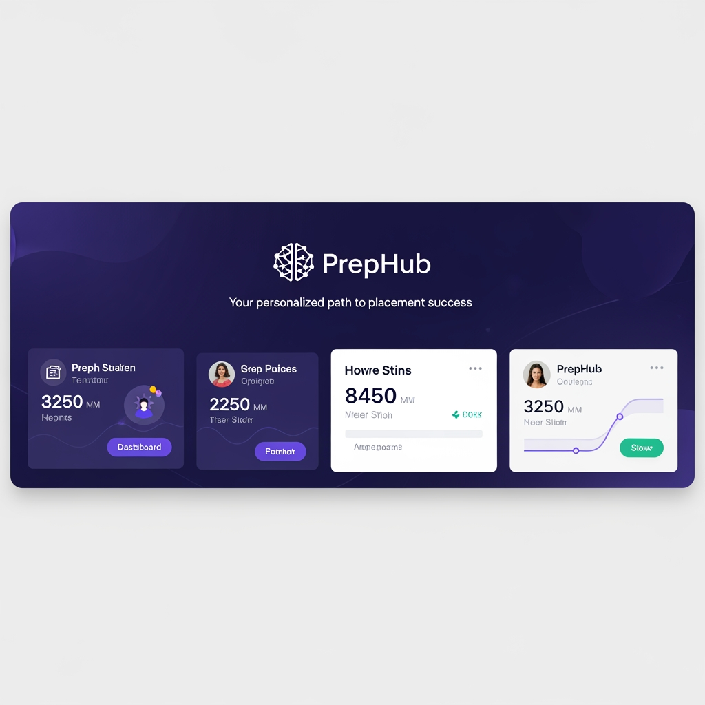 AI Design for # PrepHub – AI-Powered Placement Preparation Platform

## Overview

**PrepHub** is a free AI-powered placement preparation platform designed to help students prepare for campus placements and job recruitment processes based on the specific requirements of individual companies. The platform provides company-focused learning resources, aptitude practice, technical preparation, interview guidance, dress code recommendations, and AI-powered assistance to help students succeed in recruitment drives.

Unlike traditional placement preparation platforms that offer generic content, PrepHub delivers a personalized and company-specific preparation experience. Students can select a company and access all relevant preparation materials, including aptitude questions, technical concepts, interview experiences, mock tests, and hiring guidelines.

The platform aims to bridge the gap between academic learning and industry recruitment expectations by offering structured preparation pathways aligned with the latest hiring patterns of leading companies.

---

# Vision

To become the most trusted and accessible placement preparation platform that empowers students to secure employment opportunities through targeted learning, AI-driven guidance, and company-specific preparation resources.

---

# Mission

* Provide free and accessible placement preparation for all students.
* Deliver company-specific learning content.
* Use AI to offer personalized mentoring and interview practice.
* Help students improve confidence and employability.
* Simplify placement preparation through a single unified platform.

---

# Problem Statement

Students often face several challenges during placement season:

* Lack of company-specific preparation resources.
* Difficulty identifying important topics for different recruiters.
* Limited access to mock interviews and personalized feedback.
* Scattered learning materials across multiple websites.
* Insufficient knowledge of interview etiquette and professional conduct.
* Lack of awareness regarding company recruitment patterns.

PrepHub addresses these challenges by centralizing all placement-related resources into one intelligent platform.

---

# Target Audience

* Engineering Students
* Degree Students
* Final-Year Students
* Fresh Graduates
* Placement Cell Coordinators
* Job Seekers Preparing for Entry-Level Roles

---

# Initial Companies Covered

### Tata Consultancy Services (TCS)

* Aptitude Preparation
* Coding Practice
* Technical Questions
* HR Interview Questions

### Infosys

* Verbal Ability
* Logical Reasoning
* Technical Assessment
* HR Preparation

### HCLTech

* Aptitude Training
* Technical Preparation
* Interview Guidance

### EY (Ernst & Young)

* Aptitude Practice
* Coding Assessment
* Technical and Behavioral Interviews

### Cognizant

* Communication Assessment
* Aptitude Tests
* Technical Interview Preparation

---

# Key Features

## 1. Company-Specific Preparation

Each company has a dedicated preparation dashboard containing:

* Recruitment Process
* Eligibility Criteria
* Assessment Pattern
* Frequently Asked Questions
* Previous Year Questions
* Interview Experiences
* Important Preparation Topics

Students receive focused preparation based on the selected company.

---

## 2. Aptitude Learning Module

The aptitude section covers:

### Quantitative Aptitude

* Number Systems
* Percentages
* Profit and Loss
* Time and Work
* Probability
* Permutations and Combinations

### Logical Reasoning

* Seating Arrangements
* Blood Relations
* Coding-Decoding
* Puzzles
* Syllogisms

### Verbal Ability

* Reading Comprehension
* Grammar
* Vocabulary
* Sentence Correction

Features:

* Topic-wise Practice
* Timed Assessments
* Difficulty Levels
* Performance Tracking

---

## 3. Technical Preparation Module

Students can prepare technical subjects commonly asked during placements.

Topics include:

* C Programming
* C++
* Java
* Python
* Data Structures
* Algorithms
* DBMS
* Operating Systems
* Computer Networks
* SQL
* Object-Oriented Programming

Features:

* Notes
* Practice Questions
* Coding Challenges
* Concept Explanations
* Company-Specific Technical Questions

---

## 4. Interview Preparation Module

### Technical Interview Preparation

Includes:

* Core Subject Questions
* Coding Questions
* Problem-Solving Scenarios

### HR Interview Preparation

Includes:

* Tell Me About Yourself
* Strengths and Weaknesses
* Career Goals
* Teamwork Experiences
* Leadership Questions

### Behavioral Interview Preparation

Includes:

* Situational Questions
* Conflict Resolution
* Communication Assessment

---

## 5. AI Placement Assistant

PrepHub includes an intelligent AI chatbot that acts as a personal placement mentor.

### Features

#### Mentor Mode

Explains concepts and answers doubts.

Example:
"Explain normalization in DBMS."

#### Mock Interview Mode

Conducts realistic technical and HR interviews.

Example:
"Start an Infosys HR interview."

#### Aptitude Trainer

Generates company-specific aptitude questions.

Example:
"Give me 20 TCS aptitude questions."

#### Resume Reviewer

Analyzes resumes and suggests improvements.

#### Study Planner

Creates personalized preparation schedules.

Example:
"Create a 15-day Cognizant preparation plan."

---

## 6. Mock Test Platform

Students can attempt:

* Aptitude Tests
* Technical Tests
* Company-Specific Assessments
* Coding Challenges

Features:

* Time Limits
* Automatic Evaluation
* Score Reports
* Improvement Suggestions

---

## 7. Resume Builder

PrepHub provides an ATS-friendly resume builder.

Features:

* Professional Templates
* Resume Scoring
* Skill Suggestions
* PDF Export
* Resume Review Using AI

---

## 8. Interview Experience Repository

Students can access real interview experiences shared by candidates.

Includes:

* Assessment Experiences
* Technical Interview Experiences
* HR Interview Experiences
* Preparation Tips

This helps students understand actual recruitment expectations.

---

## 9. Placement Tracker

Students can monitor their placement progress.

Stages include:

* Applied
* Assessment Scheduled
* Assessment Cleared
* Technical Interview
* HR Interview
* Offer Received

---

## 10. Daily Challenge System

Every day students receive:

* One Aptitude Question
* One Coding Problem
* One Interview Question

This encourages continuous learning and practice.

---

# Professional Dress Code Guide

PrepHub provides professional appearance guidelines for interviews.

### Male Candidates

Recommended:

* Formal Shirt
* Formal Trousers
* Formal Shoes
* Belt
* Professional Grooming

Avoid:

* Jeans
* T-Shirts
* Sports Shoes
* Casual Accessories

### Female Candidates

Recommended:

* Formal Top or Shirt
* Formal Trousers or Professional Attire
* Closed Footwear
* Professional Appearance

Avoid:

* Casual Wear
* Slippers
* Excessive Accessories

---

# Interview Rules and Best Practices

### Before Interview

* Verify Documents
* Test Camera and Microphone
* Ensure Stable Internet Connection
* Join Early

### During Interview

* Maintain Professionalism
* Speak Clearly
* Listen Carefully
* Answer Confidently

### After Interview

* Thank the Interviewer
* Ask Relevant Questions
* Follow Professional Etiquette

---

# Benefits of PrepHub

* Free Access for Students
* Company-Specific Preparation
* AI-Powered Learning Assistance
* Personalized Interview Practice
* Structured Learning Paths
* Updated Recruitment Information
* Improved Placement Readiness

---

# Future Enhancements

* More Companies
* AI Video Interview Simulator
* Coding Contest Platform
* Placement Analytics Dashboard
* Placement Cell Integration
* Peer Discussion Forums
* Job Notifications
* Industry Skill Certifications

---

# Conclusion

PrepHub is an intelligent placement preparation platform that combines aptitude training, technical learning, interview preparation, AI assistance, resume building, and company-specific guidance into a single ecosystem. By delivering precise and updated preparation resources tailored to individual companies, PrepHub helps students prepare smarter, build confidence, and maximize their chances of securing job offers during campus placements and recruitment drives.
