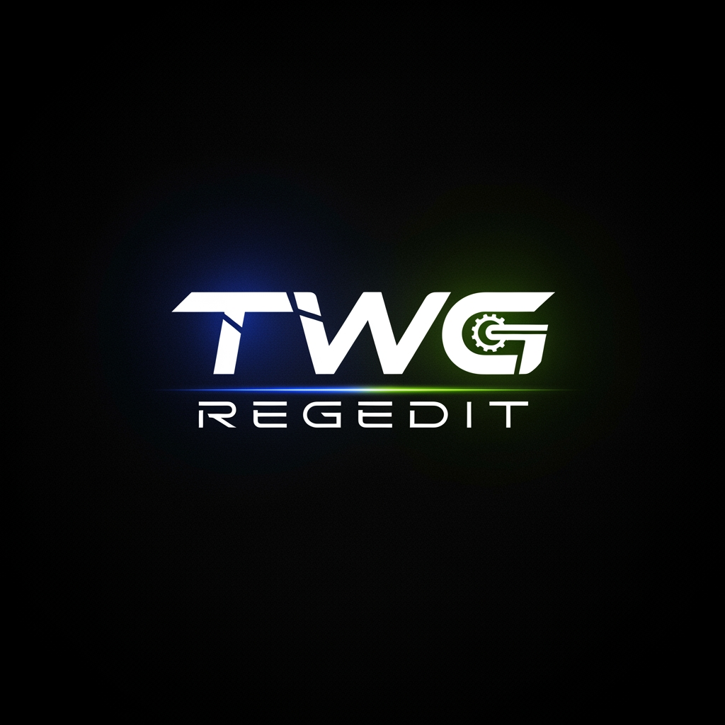 AI Design for CREATE A NEXT LEVEL LOGO WITH TEXT STYLE NAME TWG REGEDIT