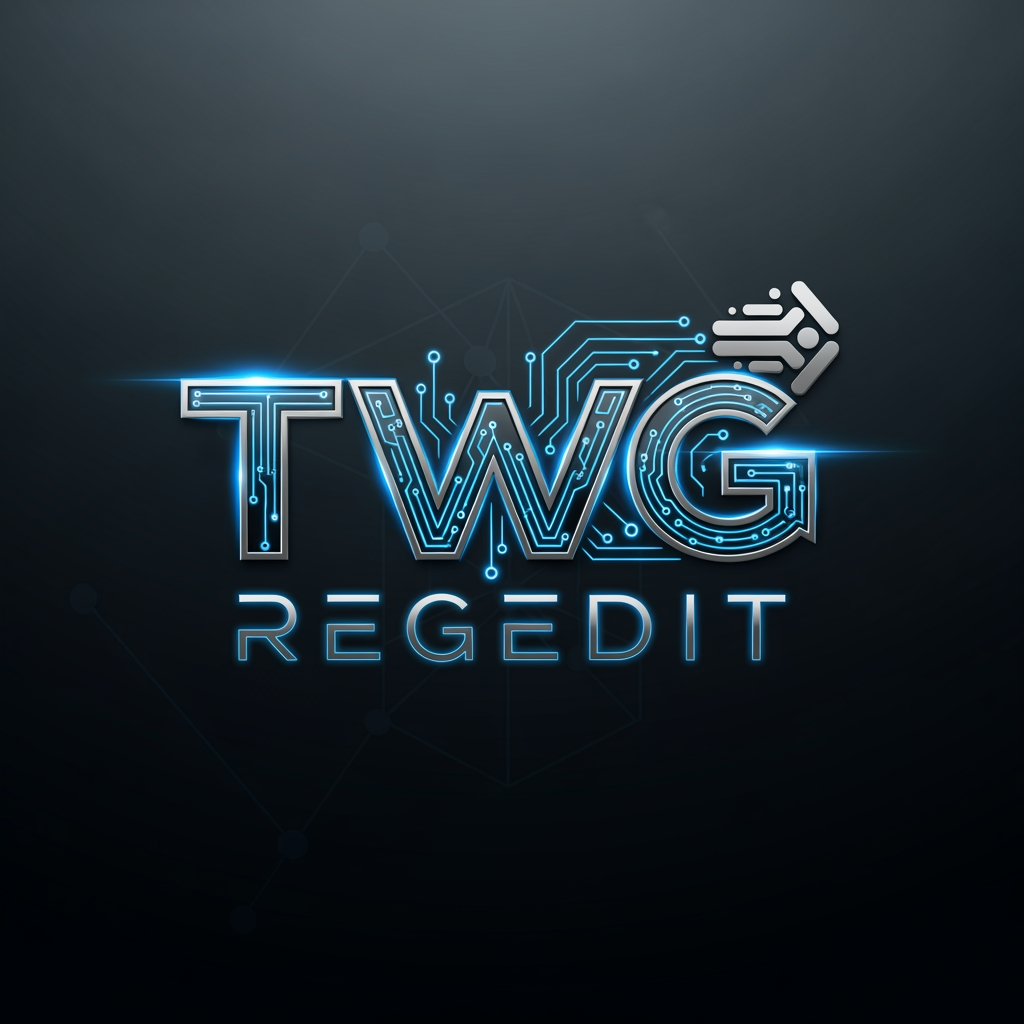 AI Design for CREATE A NEXT LEVEL LOGO WITH TEXT STYLE NAME TWG REGEDIT