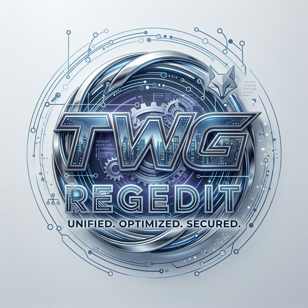AI Design for CREATE A NEXT LEVEL LOGO WITH TEXT STYLE NAME TWG REGEDIT