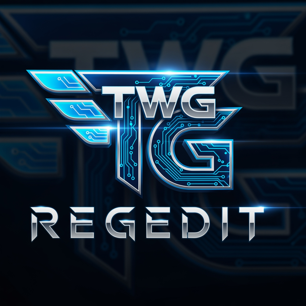 AI Design for CREATE A NEXT LEVEL GAMING LOGO WITH TEXT STYLE NAME TWG REGEDIT
