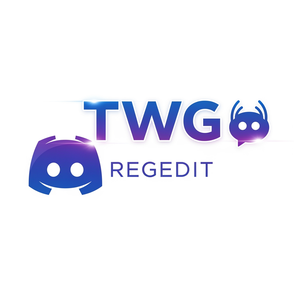 AI Design for CREATE A  PROFESSIONAL DISCORD LOGO WITH TEXT STYLE NAME TWG REGEDIT