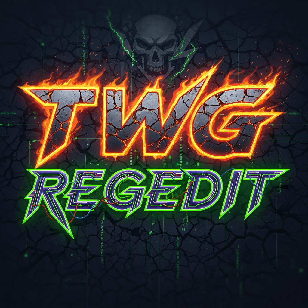 AI Design for CREATE A NEXT LEVEL DANGROUS FONT STYLE GAMING LOGO NAME TWG REGEDIT
