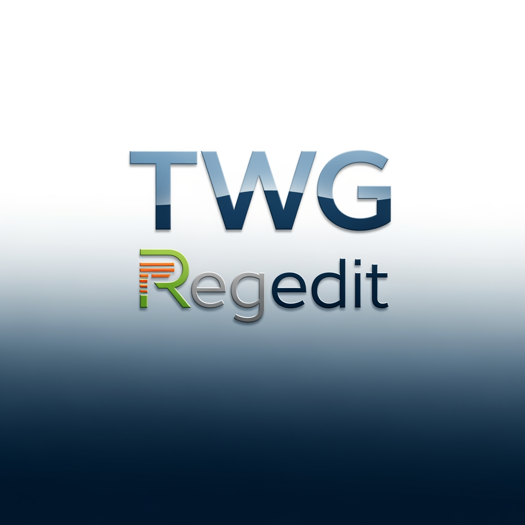 AI Design for CREATE A  PROFESSIONAL GOOD LOOKING NEXT LEVEL LOGO WITH TEXT STYLE NAME TWG REGEDIT