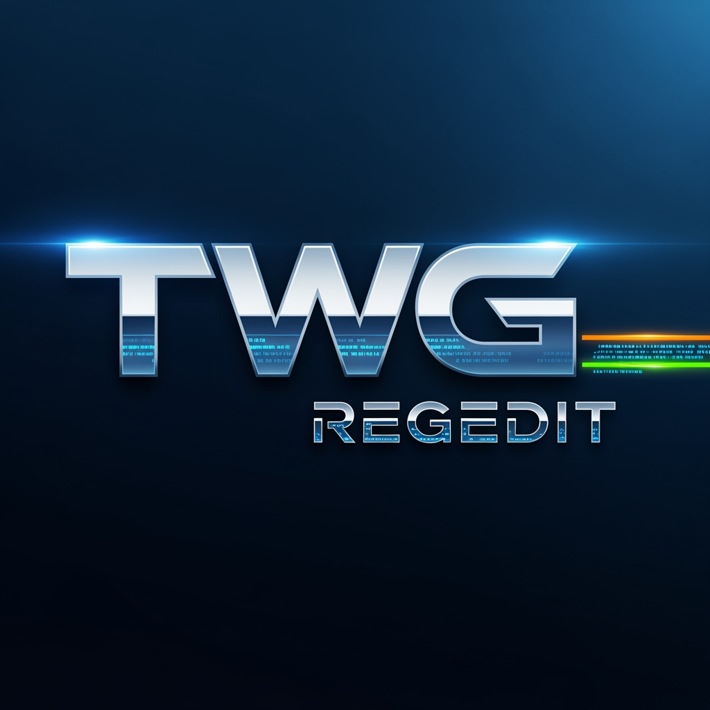 AI Design for CREATE A GOOD LOOKING NEXT LEVEL LOGO WITH TEXT STYLE NAME TWG REGEDIT