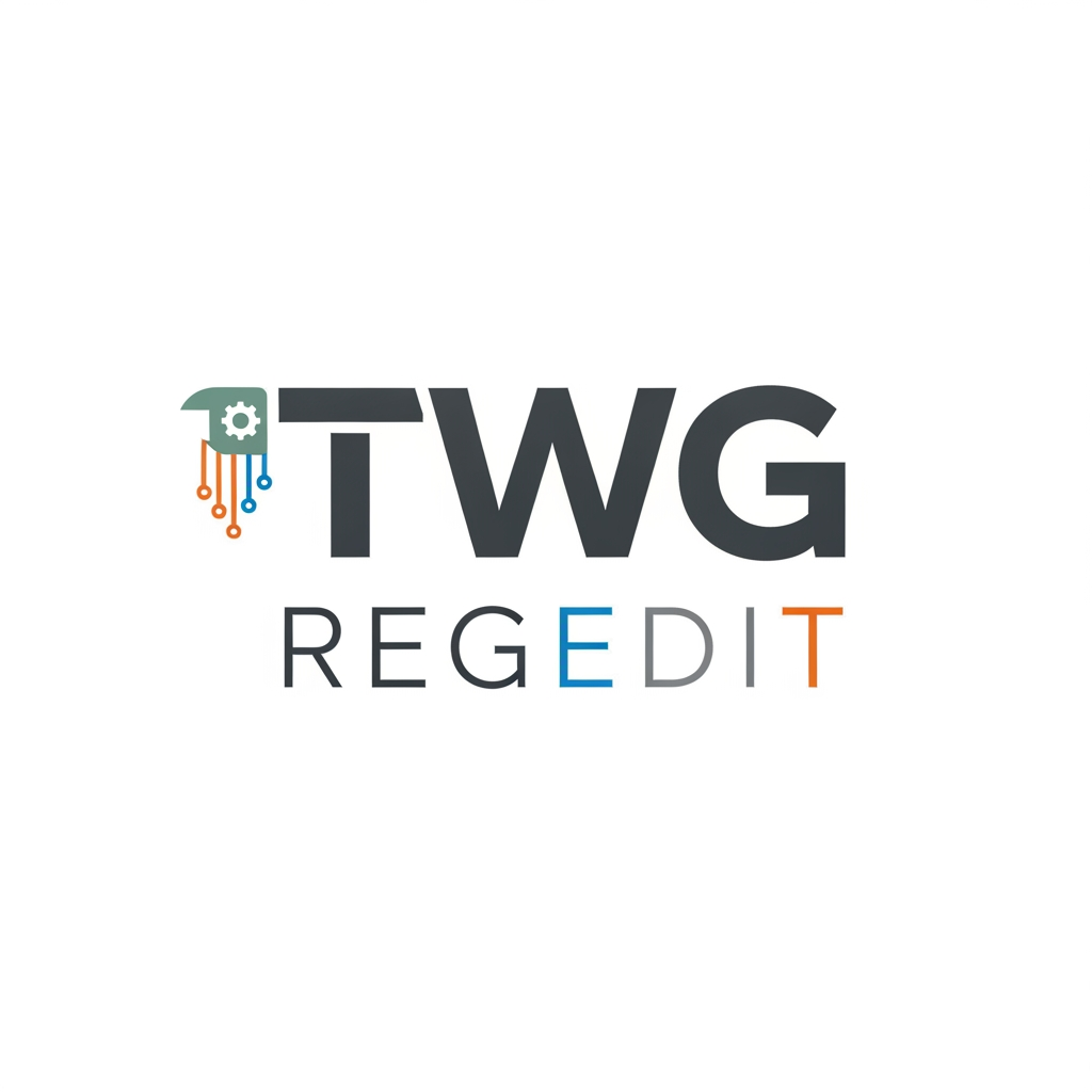 AI Design for CREATE A  PROFESSIONAL LOGO WITH TEXT STYLE NAME TWG REGEDIT