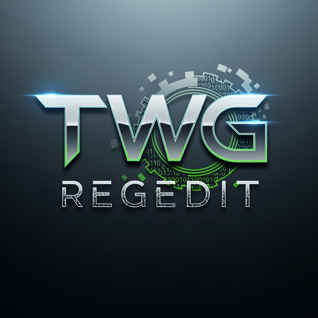 AI Design for CREATE A NEXT LEVEL LOGO WITH TEXT STYLE NAME TWG REGEDIT