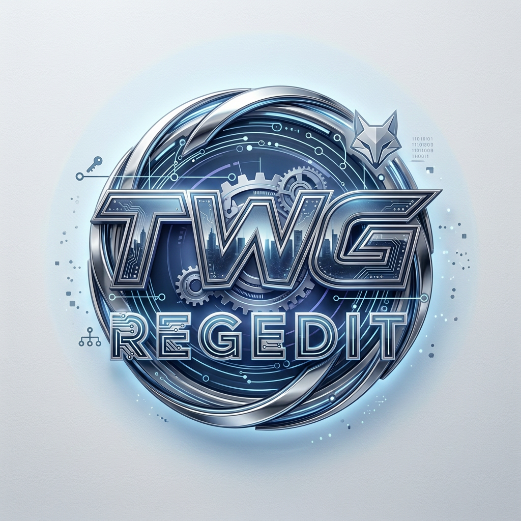 AI Design for CREATE A GOOD LOOKING NEXT LEVEL LOGO WITH TEXT STYLE NAME TWG REGEDIT