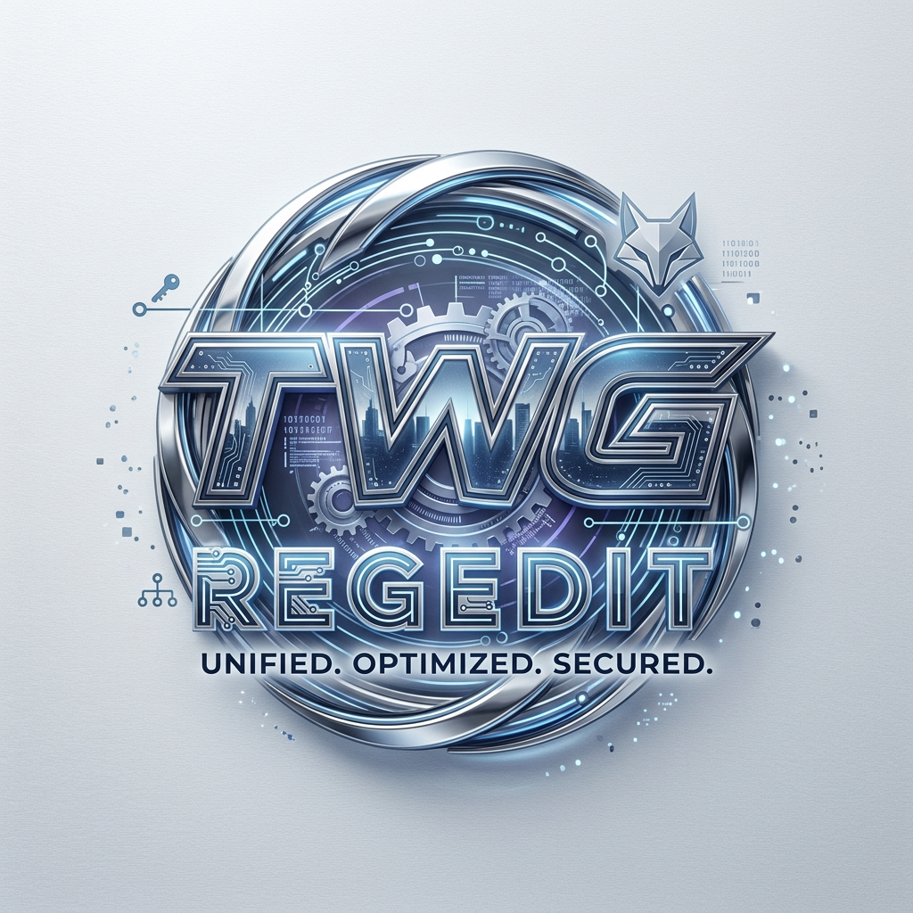 AI Design for CREATE A GOOD LOOKING NEXT LEVEL LOGO WITH TEXT STYLE NAME TWG REGEDIT