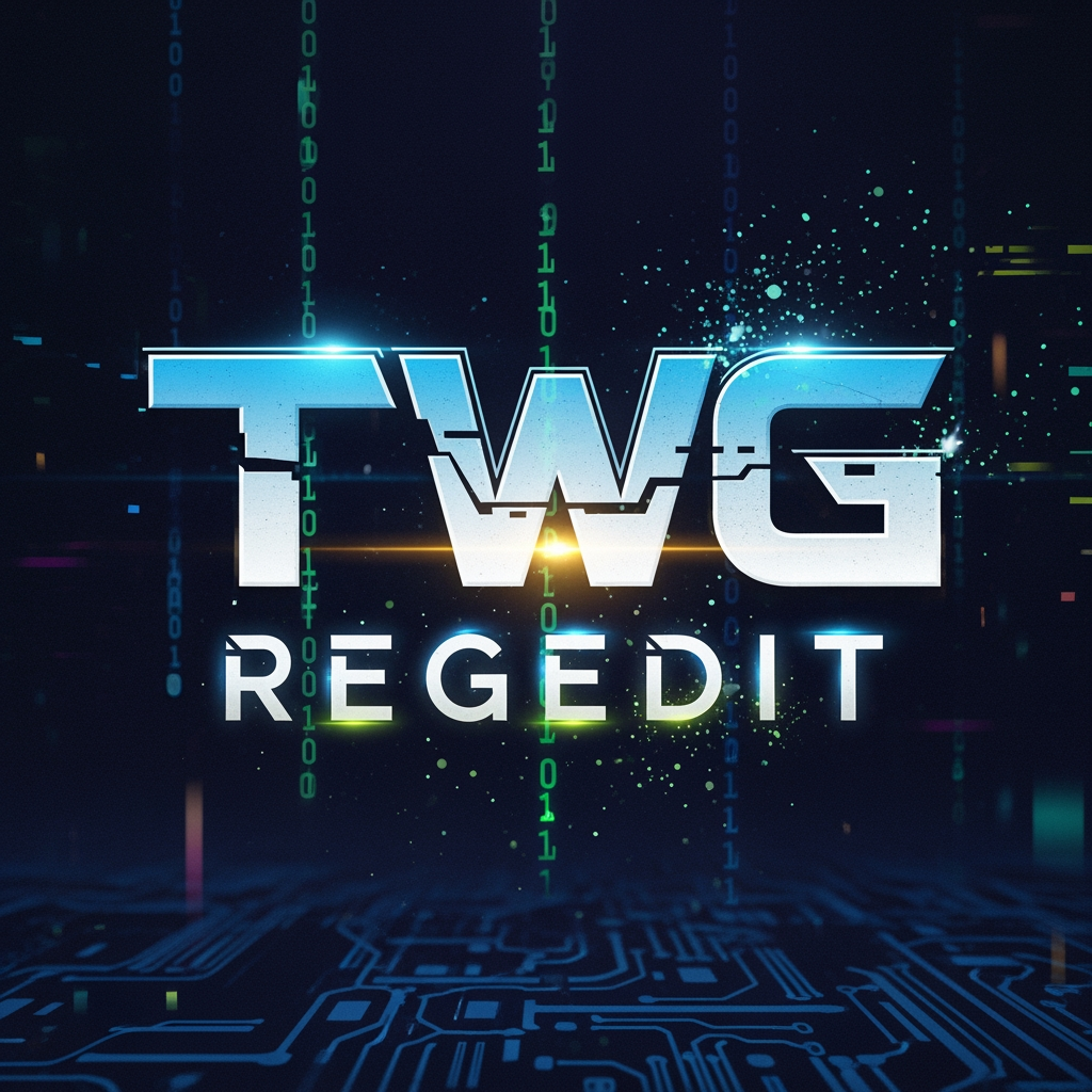 AI Design for CREATE A NEXT LEVEL ANIMETED LOGO WITH TEXT STYLE NAME TWG REGEDIT