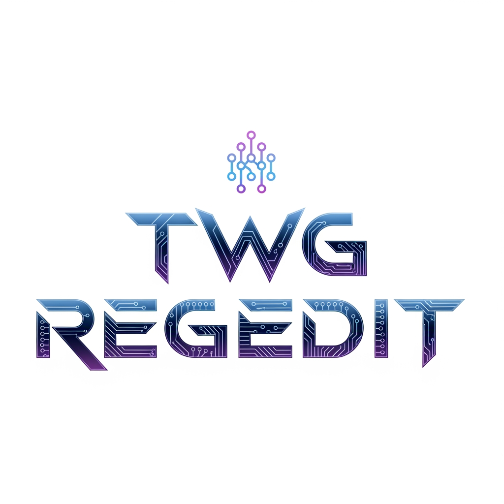 AI Design for CREATE A NEXT LEVEL LOGO WITH TEXT STYLE NAME TWG REGEDIT