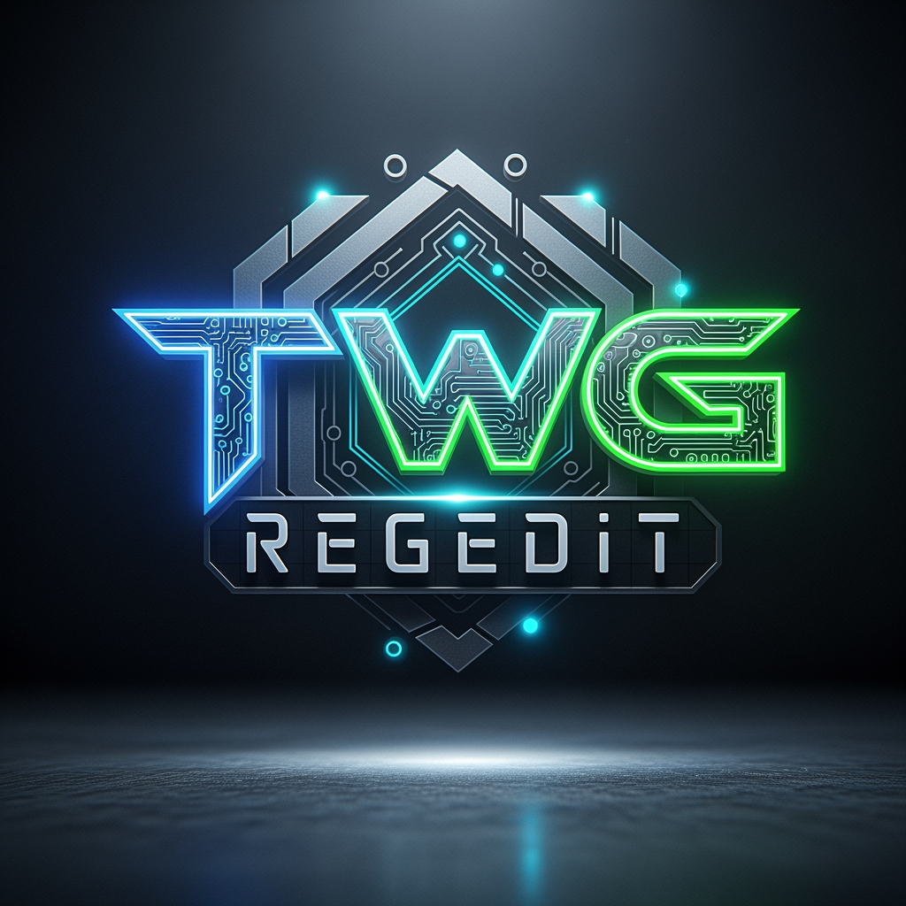 AI Design for CREATE A NEXT LEVEL GAMING LOGO WITH TEXT STYLE NAME TWG REGEDIT
