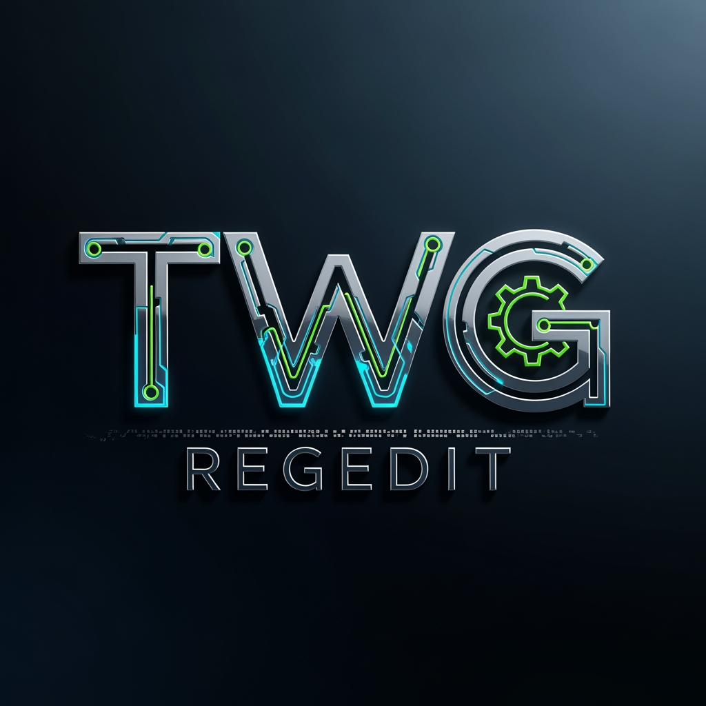 AI Design for CREATE A NEXT LEVEL LOGO WITH TEXT STYLE NAME TWG REGEDIT