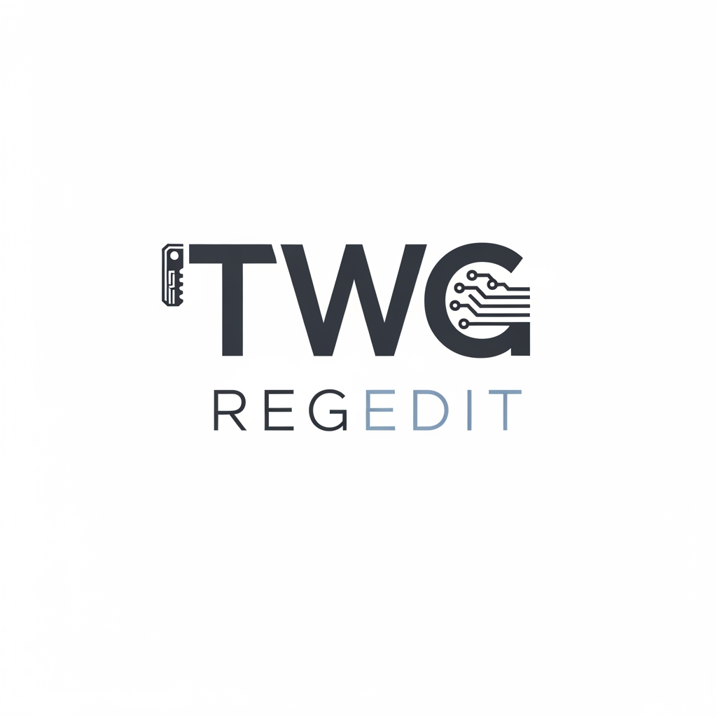 AI Design for CREATE A  PROFESSIONAL LOGO WITH TEXT STYLE NAME TWG REGEDIT