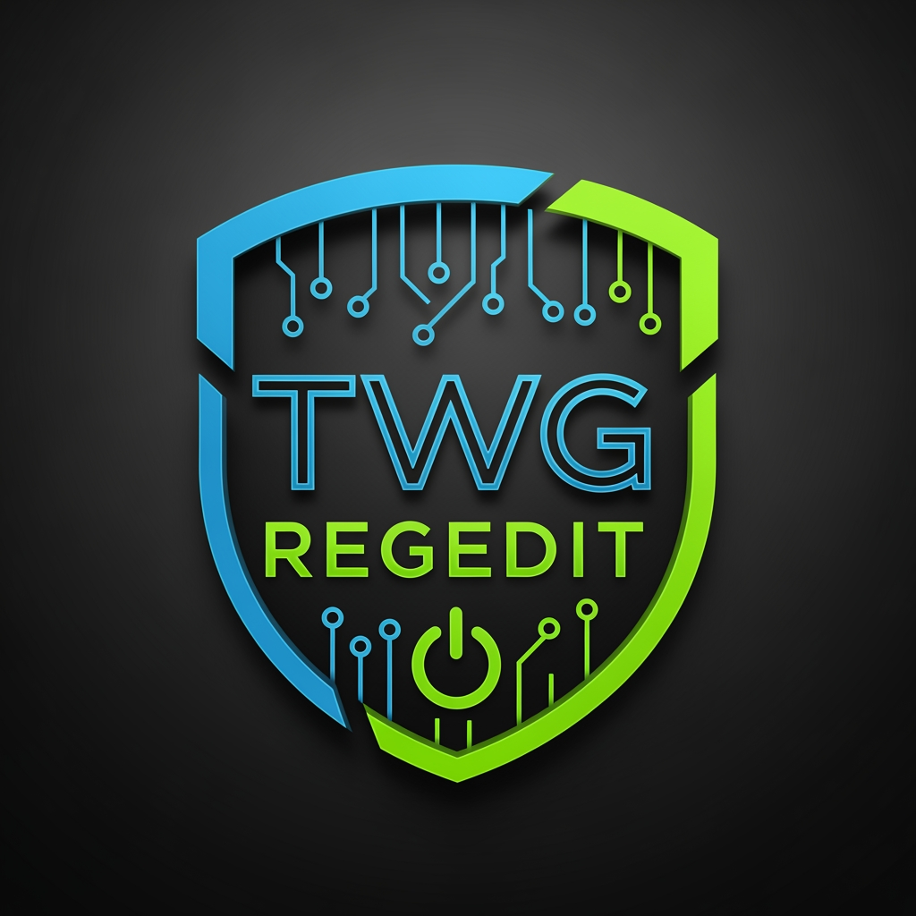 AI Design for CREATE A UNIQUE LOGO FOR SOCIAL MEDIA NAME TWG REGEDIT