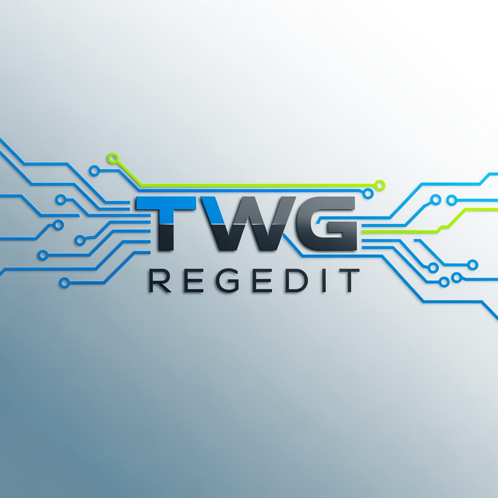 AI Design for CREATE A UNIQUE OFFICIAL LOGO NAME TWG REGEDIT