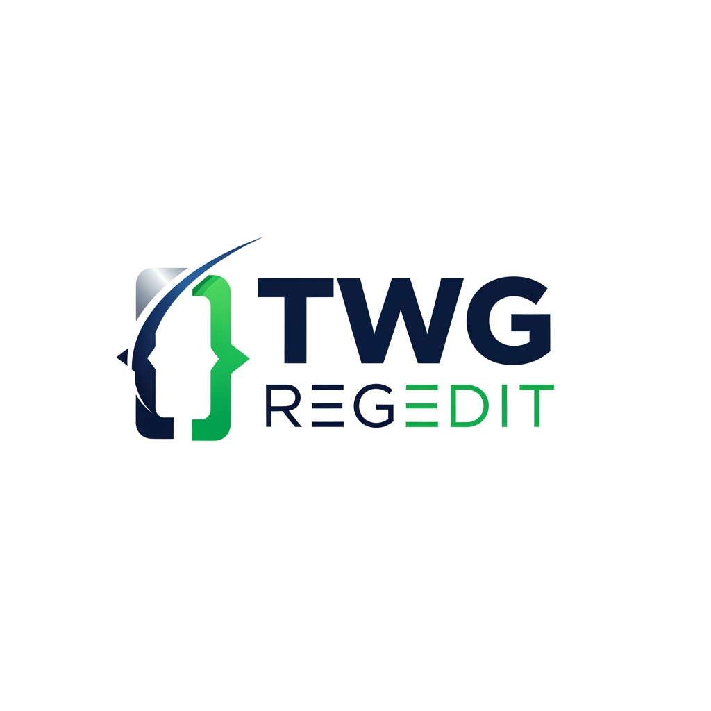 AI Design for CREATE A UNIQUE OFFICIAL LOGO NAME TWG REGEDIT