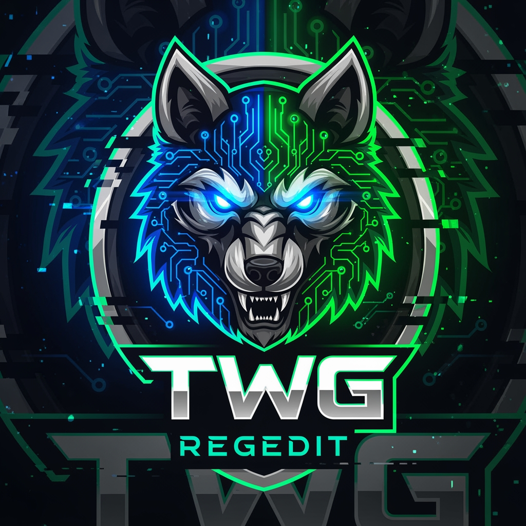 AI Design for CREATE A UNIQUE GAMING LOGO FOR SOCIAL MEDIA NAME TWG REGEDIT