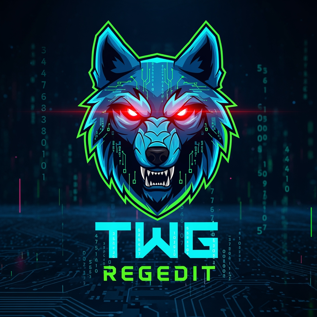 AI Design for CREATE A UNIQUE GAMING LOGO FOR SOCIAL MEDIA NAME TWG REGEDIT