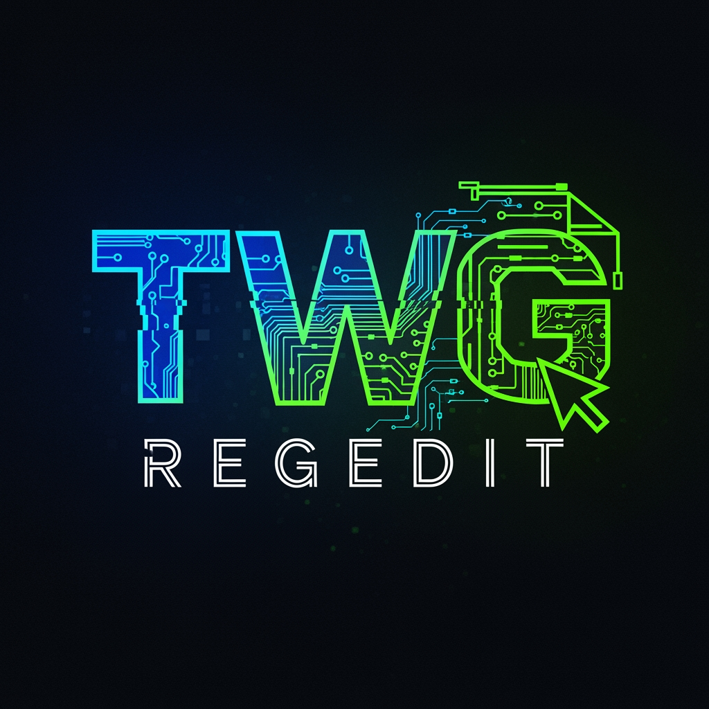 AI Design for CREATE A UNIQUE LOGO FOR SOCIAL MEDIA NAME TWG REGEDIT