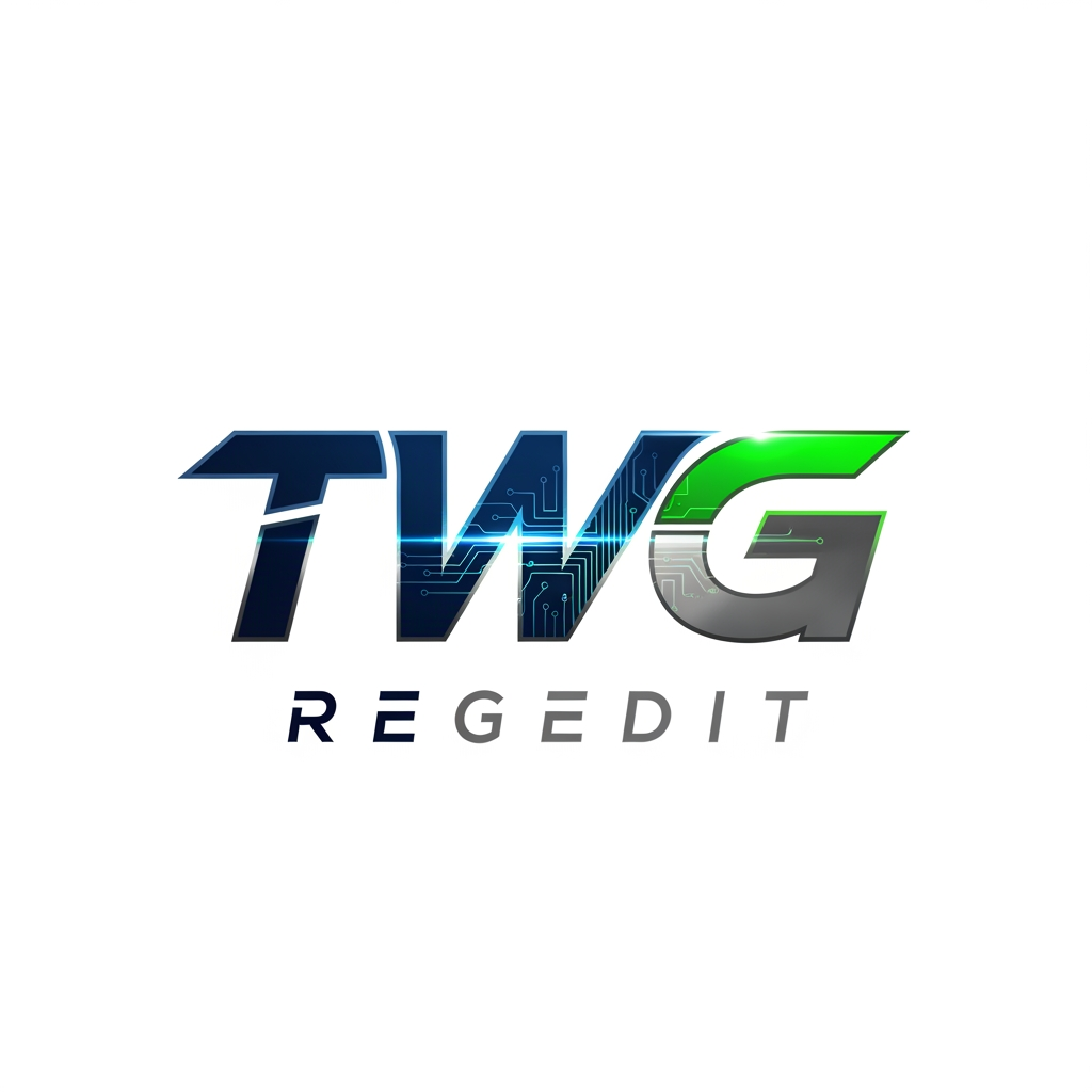 AI Design for CREATE A UNIQUE OFFICIAL LOGO NAME TWG REGEDIT