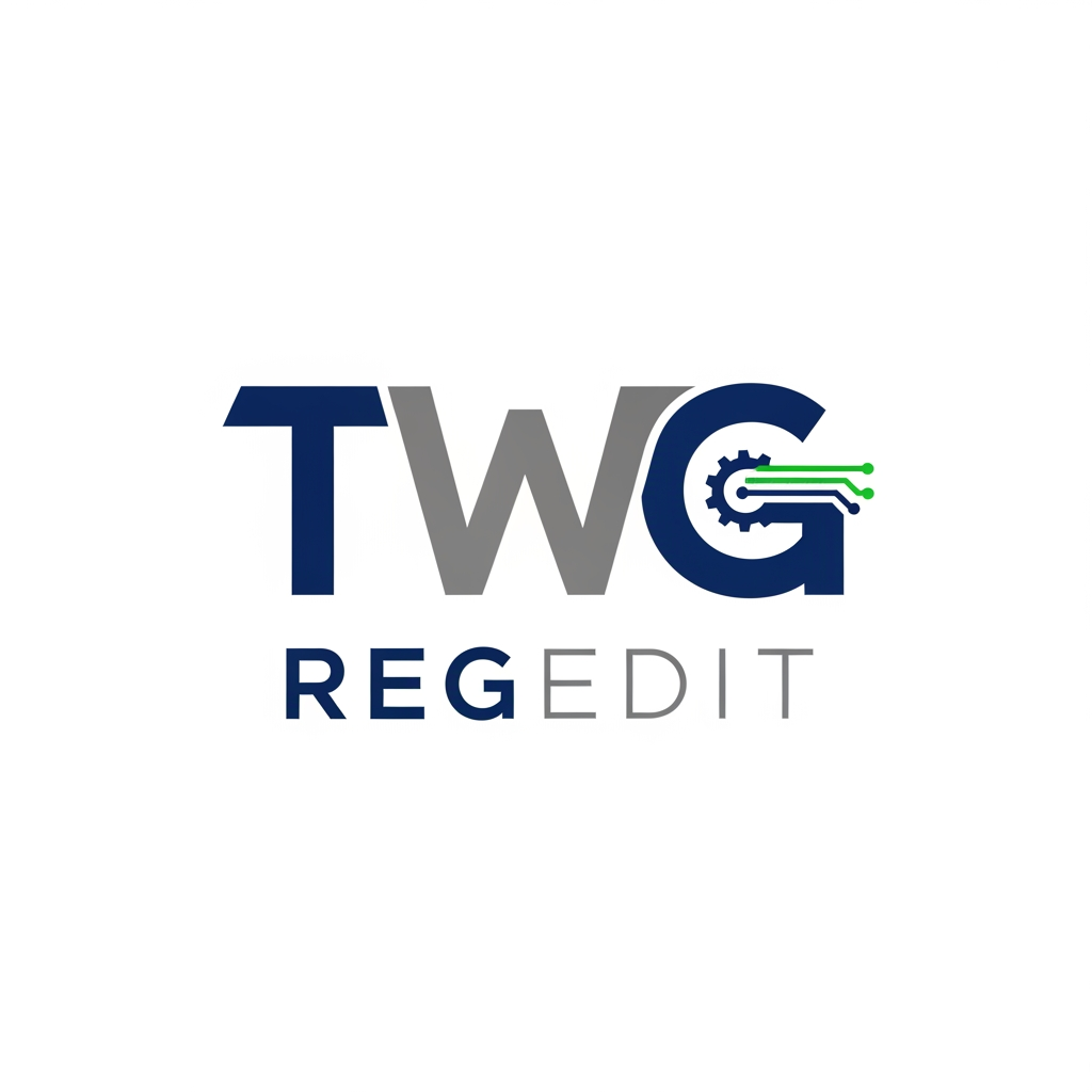 AI Design for CREATE A UNIQUE OFFICIAL LOGO NAME TWG REGEDIT