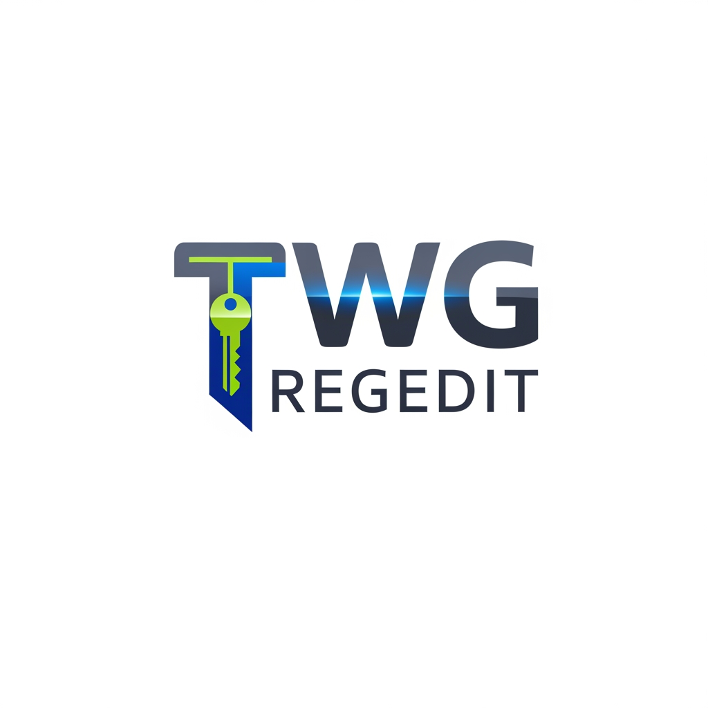 AI Design for CREATE A UNIQUE OFFICIAL LOGO NAME TWG REGEDIT