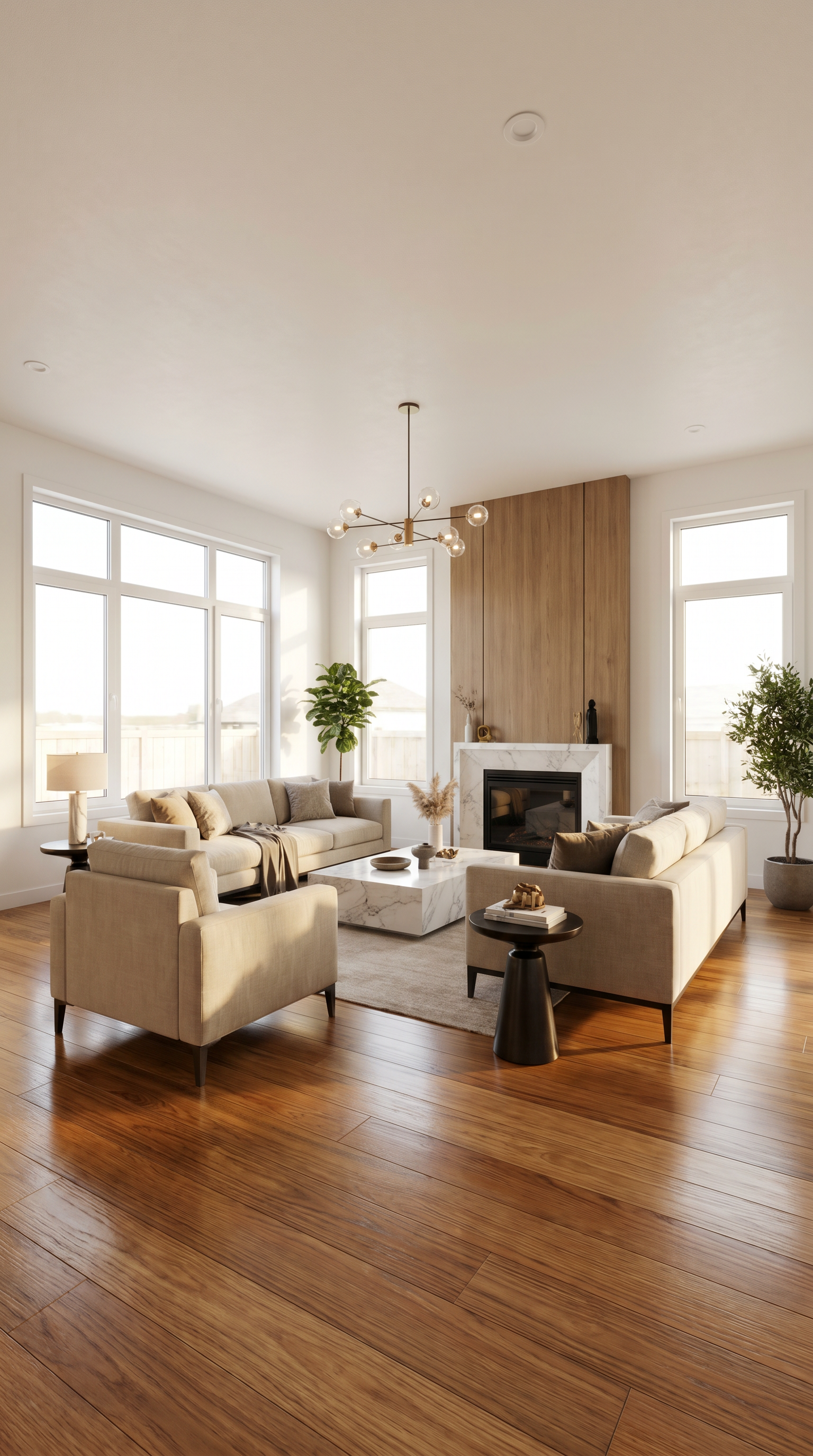 AI Design for smooth morphing transition, hyperlapse renovation, architectural visualization, realistic construction process, volumetric sunlight, cinematic camera movement, ultra photorealistic, HDR, 4K, highly detailed textures, luxury interior design, before and after transformation. An abandoned living room with collapsed wooden floors, cracked walls, peeling paint, broken ceiling panels, dust particles floating in sunlight, cobwebs in every corner. The camera slowly dollies forward. Construction workers appear in a fast-paced time-lapse sequence, removing debris, repairing floors, replacing windows, installing drywall, painting walls bright white, laying polished hardwood flooring, adding modern furniture and elegant décor. Natural sunlight gradually becomes brighter and warmer. End with a luxurious modern living room, cozy atmosphere, ultra-realistic details, cinematic lighting, smooth transitions, 4K, HDR, photorealistic, professional real-estate showcase. I need single camera view