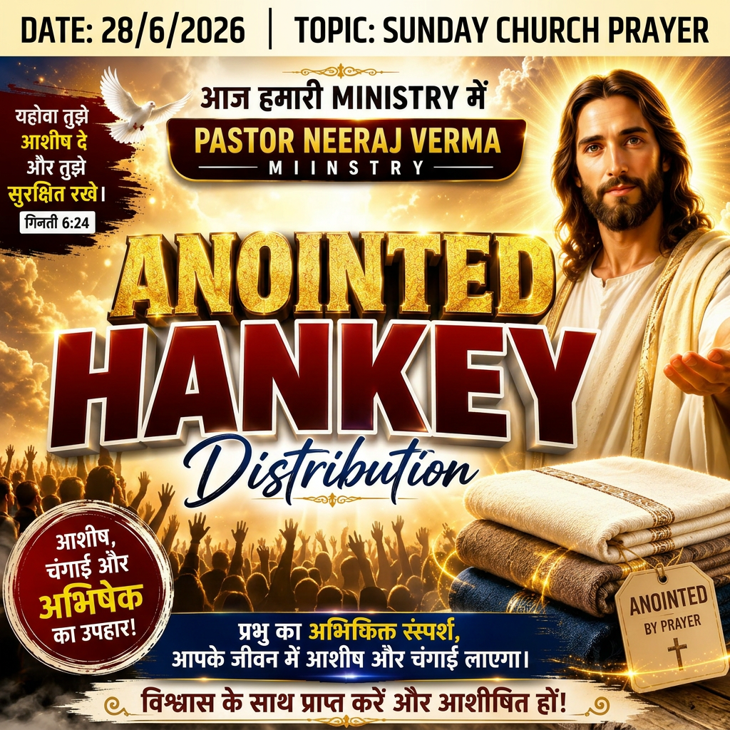 AI Design for TITLE- PASTOR NEERAJ VERMA MINISTRY, DATE- 28/6/2026, TOPIC-SUNDAY CHURCH PRAYER, YOUTUBE K LIYE THUMBNAIL DO, IS PHOTO K SATH,