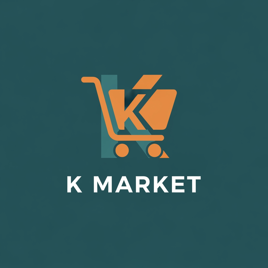 AI Design for create a unique and professional logo for e commerce website. name for k market