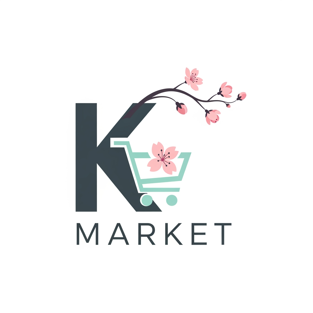 AI Design for create a unique and professional logo for e commerce weebsite. name for k market