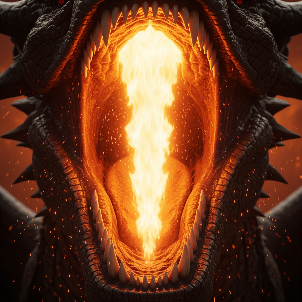 AI Design for SCENE 1 (0:00–0:10) — THE HOOK

Extreme close-up, a dragon's jaws snap wide open and a blinding column of fire erupts directly toward camera, embers and heat distortion filling the frame, deafening roar. Instant scroll-stopping opening shot, hyper-realistic CGI, dramatic orange and black color grade, vertical 9:16 framing, no text, no watermark.

🎬 SCENE 2 (0:10–0:20) — Reveal (Wide)

Epic cinematic wide shot, the same massive black-scaled dragon now flying through storm clouds at dusk over jagged mountains, wings fully extended, lightning flashing in the background. Slow dramatic camera tilt upward to reveal full scale of the creature. Hyper-realistic CGI, IMAX-quality, vertical framing, no text, no watermark.

🎬 SCENE 3 (0:20–0:30) — Descent Toward Village

Cinematic aerial tracking shot, the dragon descending fast toward a medieval village below, casting a huge moving shadow over rooftops, embers and ash trailing behind it. Camera follows from below, looking up. Dramatic orange sunset light, vertical framing, no text, no watermark.

🎬 SCENE 4 (0:30–0:40) — Villagers React

Cinematic street-level shot, villagers as small silhouettes looking up in terror, pointing, beginning to scatter through narrow stone streets as a massive shadow sweeps overhead. Dust kicking up, torches flickering. Dark, tense atmosphere, vertical framing, no text, no watermark.

🎬 SCENE 5 (0:40–0:50) — Impact Landing

Cinematic mid shot, the dragon slams down hard into the village square, wings flaring wide, talons cracking the cobblestones, dust and embers exploding outward on impact, camera shakes on landing. Hyper-realistic CGI, dramatic torch-lit shadows, vertical framing, no text, no watermark.

🎬 SCENE 6 (0:50–1:00) — Tension Build

Slow cinematic push-in on the dragon's head lowering toward the fleeing crowd, glowing amber eyes locking onto camera, smoke curling from its nostrils, a faint orange glow flickering deep in its throat. Quiet, tense, only low growling audio. Vertical framing, no text, no watermark.

🎬 SCENE 7 (1:00–1:10) — Second Fire Blast

Extreme close-up, jaws snapping open again, an even larger column of fire erupting outward, rooftops catching flame in the background, heat distortion and embers swirling. Dramatic orange and black color grade, vertical framing, no text, no watermark.

🎬 SCENE 8 (1:10–1:20) — Village Engulfed

Wide cinematic shot, the village now engulfed in flame, rooftops collapsing, smoke billowing into the night sky, silhouetted figures running through burning streets. Slow camera pan across the destruction. Dark disaster-movie tone, vertical framing, no text, no watermark.

🎬 SCENE 9 (1:20–1:30) — Aerial Fire Sweep

Dynamic cinematic shot, the dragon lifts off and sweeps low across the burning rooftops, wings beating hard, a trail of fire pouring from its mouth along the street below. Fast camera tracking motion, embers flying past lens. Vertical framing, no text, no watermark.

🎬 SCENE 10 (1:30–1:40) — Circling Above

Wide low-angle shot, the dragon circling high above the burning village against a smoke-filled night sky, lit orange from the fires below, wings casting long shadows. Slow, ominous camera rotation. Epic cinematic scale, vertical framing, no text, no watermark.

🎬 SCENE 11 (1:40–1:50) — Triumphant Roar (Climax)

Wide low-angle hero shot, the dragon lands atop a pile of rubble, wings spread wide against the smoke and flame, head thrown back, letting out a deafening roar, embers rising around it like fireflies. Dramatic backlighting from the fires. Vertical framing, no text, no watermark.

🎬 SCENE 12 (1:50–2:00) — Final Shot (Cliffhanger Exit)

Wide cinematic silhouette shot, the dragon takes flight and disappears into a smoke-filled, fiery sunset sky over the ruined village, growing smaller in frame. Epic, haunting, final note. Slow fade to black. Vertical framing, no text, no watermark