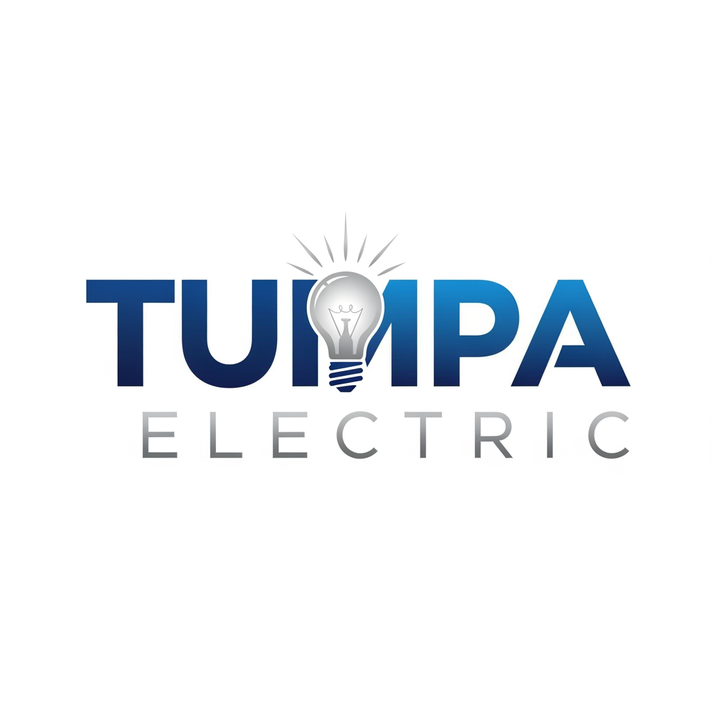 AI Design for an electronics shop logo name TUMPA ELECTRIC