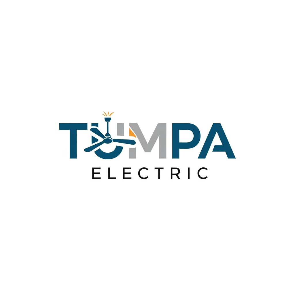 AI Design for an electronics shop logo name TUMPA ELECTRIC add cilling fan in logo and not too much colourful but not