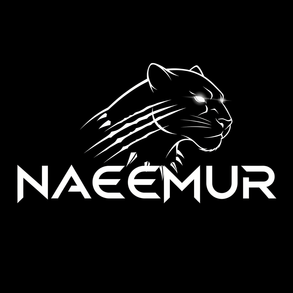 AI Design for create logo Naeemur in Black Panther , white logo