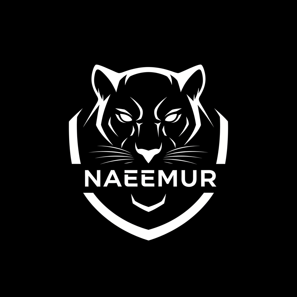 AI Design for create logo Naeemur in Black Panther , white logo