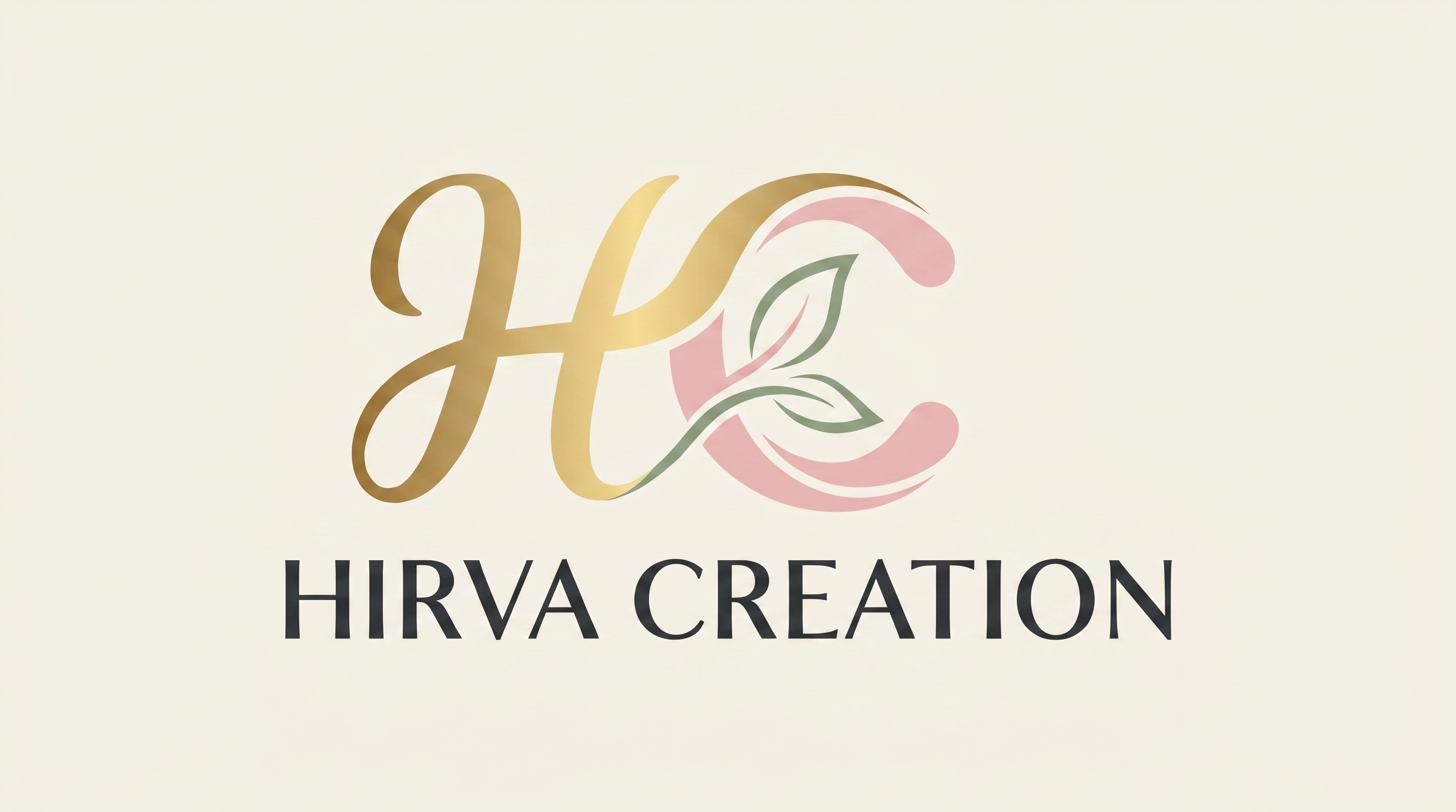 AI Design for A professional, high-resolution graphic design of the brand logo featuring the text 'Hirva Creation' with the HC monogram icon. Ensure the typography for both 'Hirva' and 'Creation' is consistent in weight, style, and color, using a vibrant, high-contrast professional color palette that ensures maximum legibility. The background should be clean and neutral to emphasize the precision of the logo design, maintaining the integrity of the original HC emblem while refining the text for a premium, cohesive brand identity.