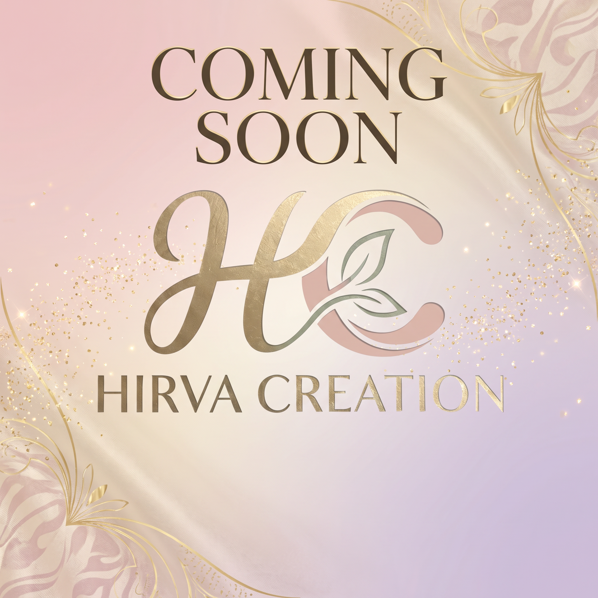 AI Design for Create a luxurious "Coming Soon" social media post for Hirva Creation featuring the official HC logo prominently in the center. Soft pastel pink, cream, beige, and lavender color palette. Elegant floating sparkles, premium fashion-inspired background, subtle golden accents, modern minimalist design, high-end boutique branding. Large stylish text: "COMING SOON". Premium Instagram-worthy composition, ultra-detailed, luxury brand launch announcement, professional advertising quality.