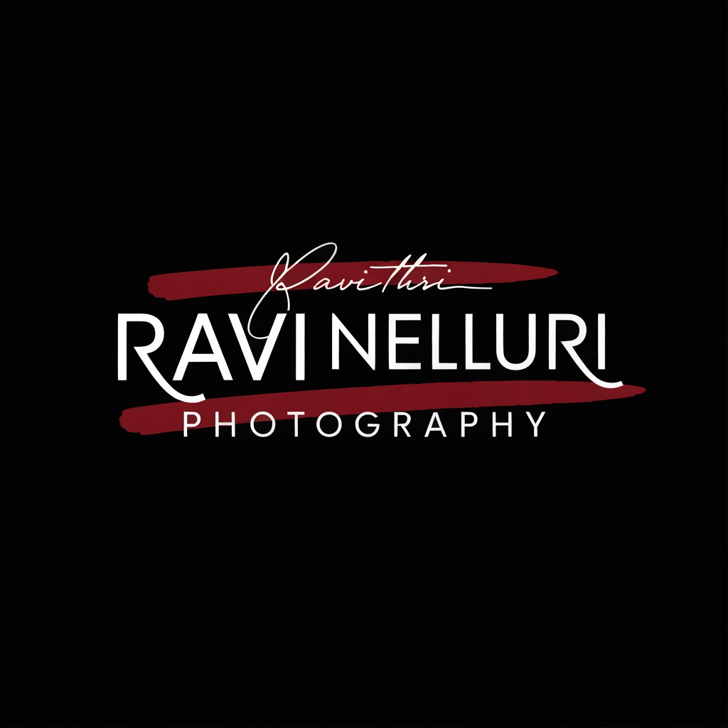 AI Design for Create a world-class luxury photography logo for the brand name "RAVI NELLURI PHOTOGRAPHY". Design it like a premium global photography studio brand worth $50,000+. Use a sophisticated, timeless and iconic identity.
The logo should have a unique custom typography, high-end fashion brand style, elegant spacing, premium editorial feel. Create a strong visual symbol representing vision, focus, creativity, storytelling and capturing timeless moments.
Integrate a minimal abstract camera-inspired concept (not a basic camera icon), something original and instantly recognizable. The symbol should feel like a luxury emblem similar to premium fashion houses.
Use a black background with pure white luxury typography and a refined deep red accent stroke for a powerful premium look.
Style: Ultra modern, luxury, cinematic, minimalist, premium creative studio, high fashion branding, award-winning design, clean vector logo, perfect balance, professional brand identity.
Typography: Custom signature-inspired luxury font mixed with modern elegant serif/sans combination, unique letterforms, memorable and exclusive.
Make it suitable for photography watermark, website, Instagram, business card, studio branding and international clients.
No generic templates, no stock icons, no normal camera symbol. Create a unique iconic masterpiece.
Negative prompt:
cheap logo, normal camera icon, clipart, generic design, too many details, childish font, bad spacing, fake 3D effects, low quality, crowded logo