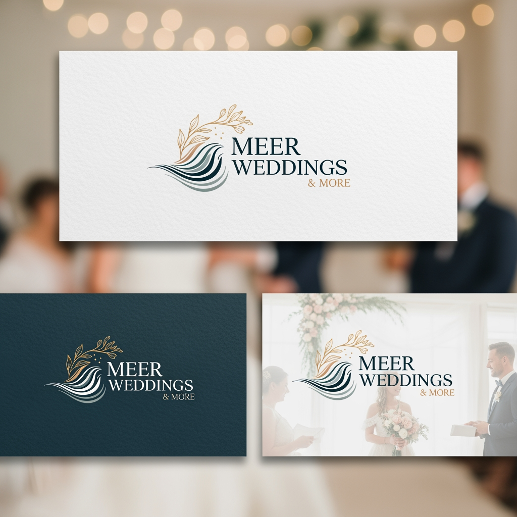 AI Design for i have wedding photography buisness my brand name was meer weddings more 3 pls