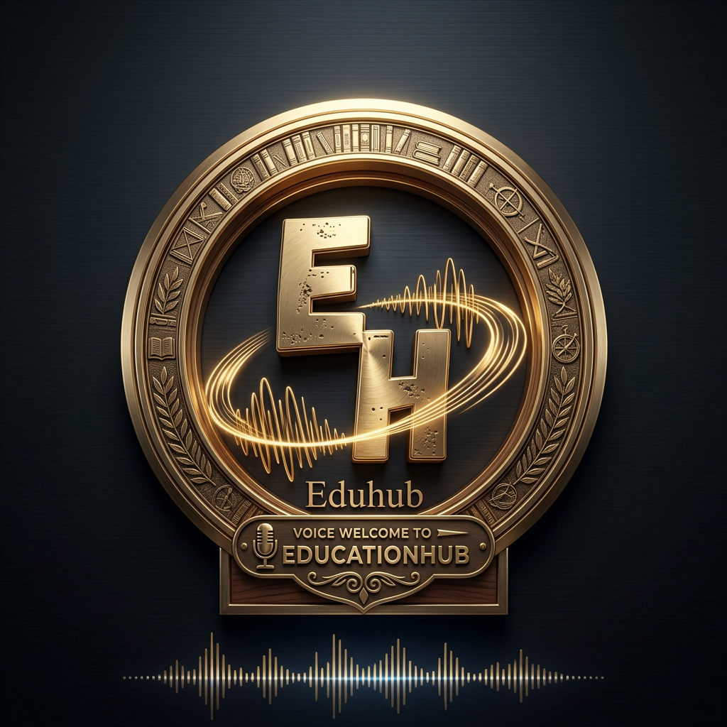 AI Design for create a 3d website entry logo with voice welcome to Educationhub