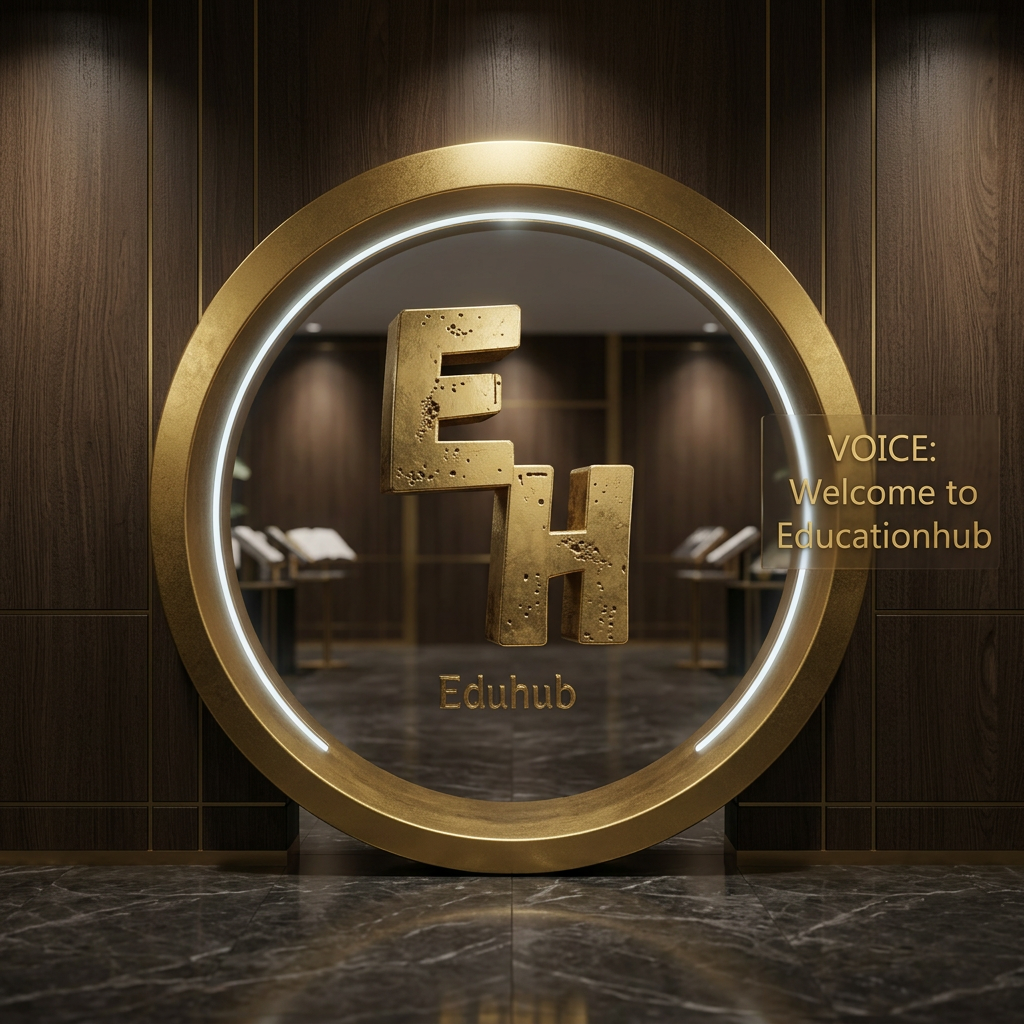 AI Design for create a 3d website entry logo with voice welcome to Educationhub