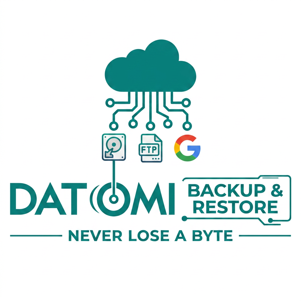 AI Design for mine is a backup and restore tool. name is Datomi. it can take backup to local, ftp and google. i want a goog logo for it. here is a erference logo.